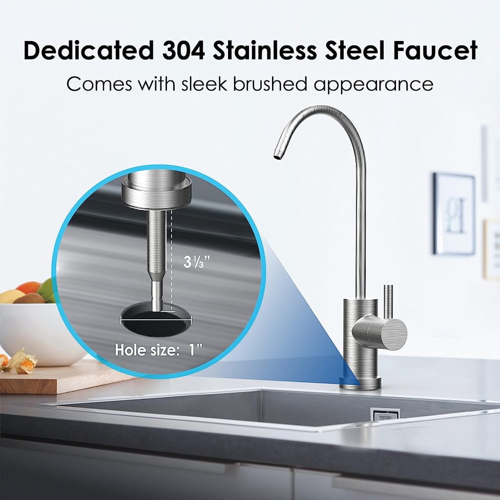 Waterdrop 10UB Under Sink System, with Dedicated Brushed Nickel Faucet, NSF/ANSI 42 Certified, 8K Gallons, USA Tech