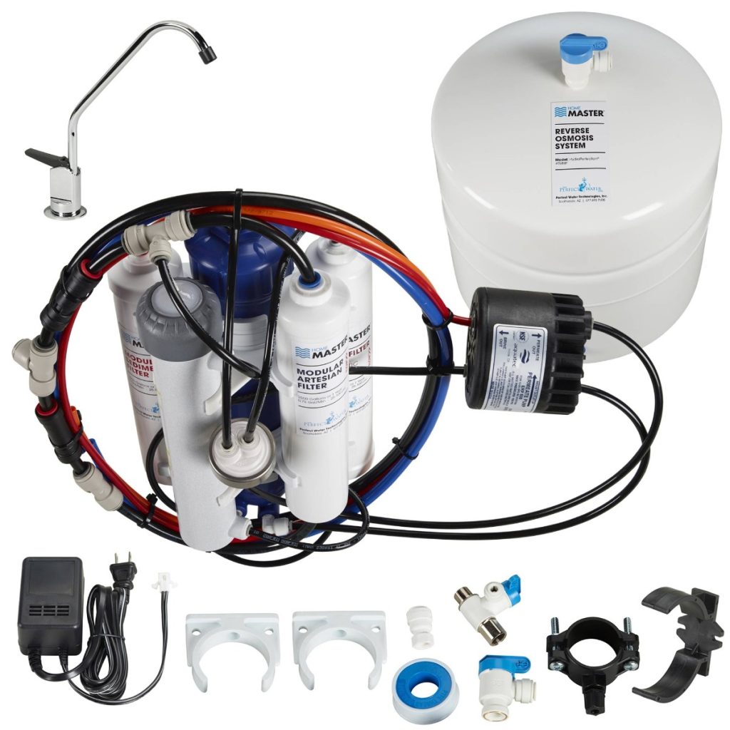 Home Master TMHP HydroPerfection Reverse Osmosis System, 9-stages, Patented 2-pass Alkaline Remineralization, Fast 4.5 Sec Fill Rate, 1:1 Waste Ratio, UV Sterilizer 99.9% EPA 97952AZ1, Iron Prefilter